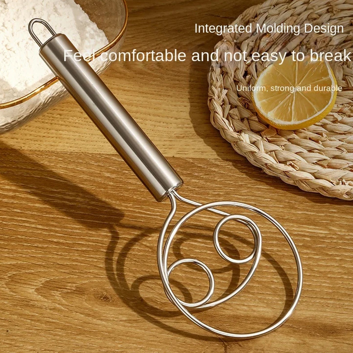 1484 Dough Whisk Premium Stainless Steel Dutch Whisk Dough Hand Mixer Artisan Blender For Egg Bread Cake Pastry Pizza Dough - Perfect Baking Tools Whisking Tirring Kitchen Tools (1 Pc)