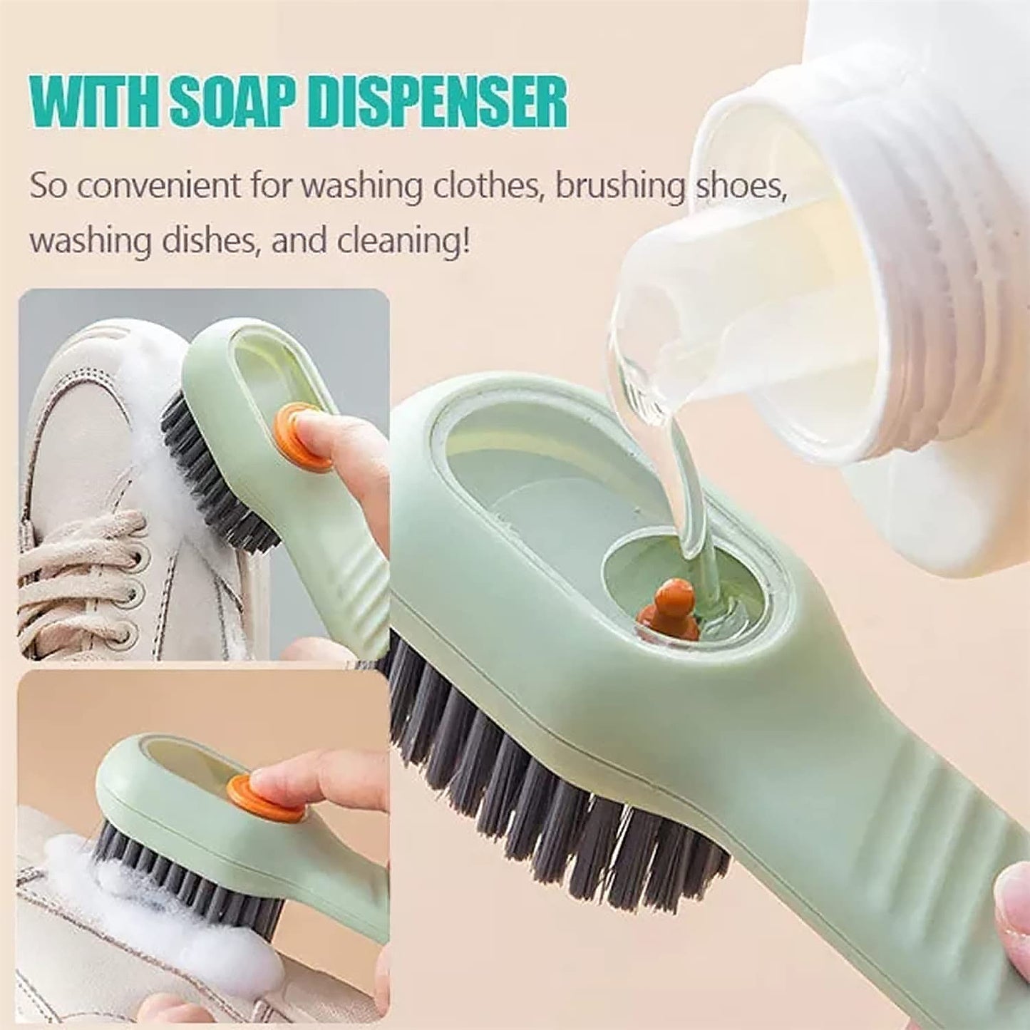 07928 Multifunctional Scrubbing Brush With Liquid Soap Dispenser Cleaning Brush With Liquid Soap Dispenser Shoe Brush For Cleaning Cloth Cleaning Brush With Handleliquid Shoe Brush For Shoe Clothes (1 Pc)