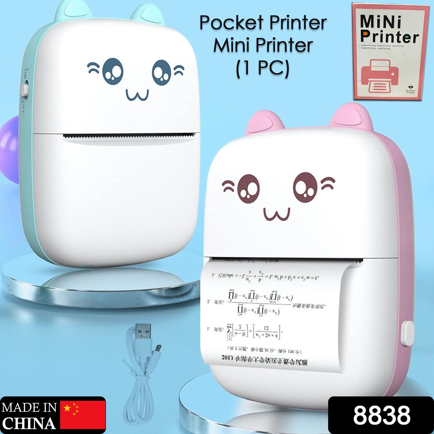 18838 Pocket Mini Printer Mobile Phone Bluetooth Connection Wireless Mini Thermal Printer With Android Or Ios App For Pictures Portable Smart Printercontains 1 Rolls Thermal Paper With Fast Paper Output For Photo Image